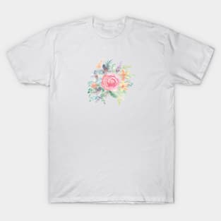 Watercolor Blush Pink Floral bouquet T-Shirt